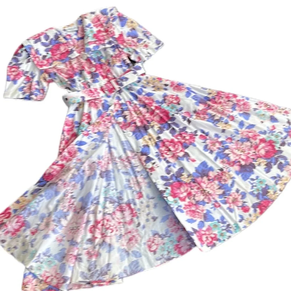 Vintage Cottagecore Floral Button Front Dress